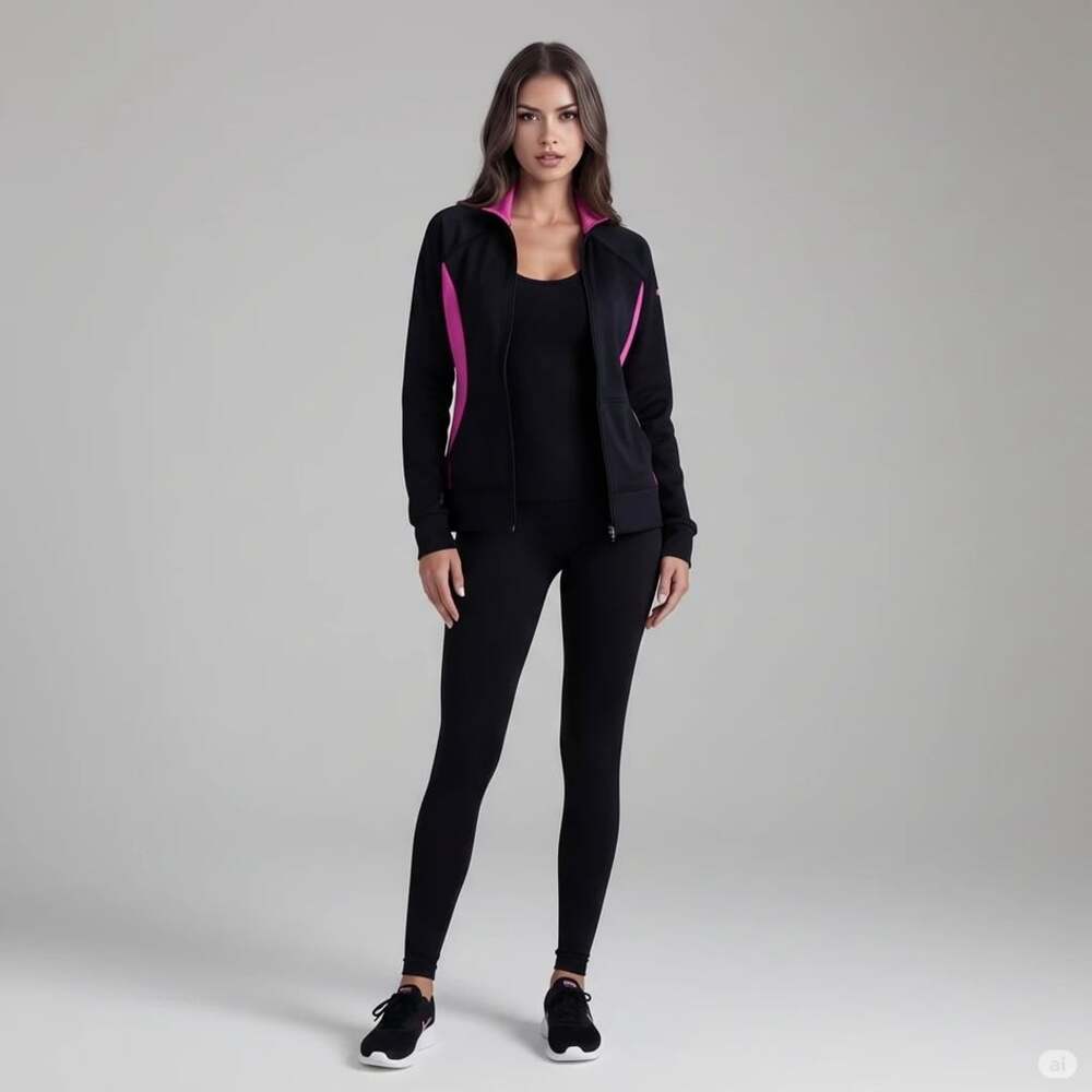 Under Armour Women's Track Jacket-Semi Fitted-Size S-Black Pink-Zip Front-Collar